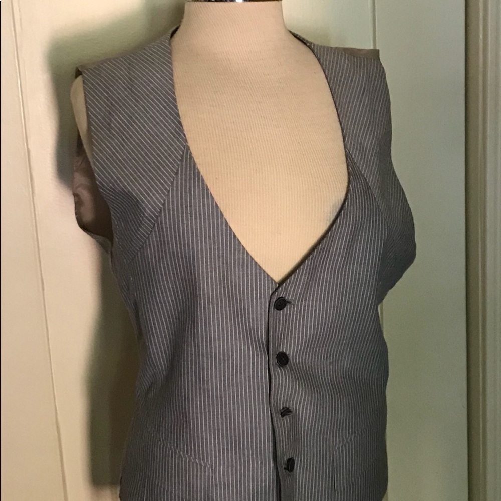 Men or women pinstripe button down vest m/l - Picture 3 of 7